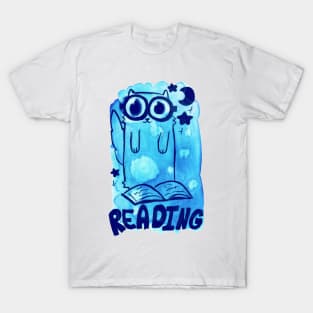 Reading Watercolor Cat T-Shirt